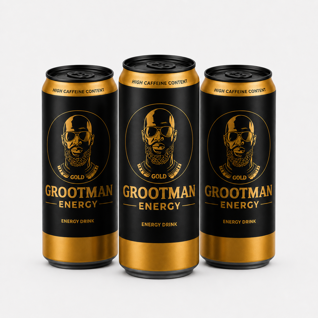 Grootman Energy Gold 300ml cans trio
